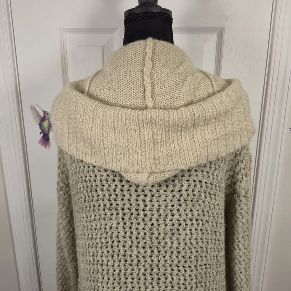 Anthro Sleeping on Snow Hooded Oversized Cardigan S Oatmeal - Picture 8 of 10